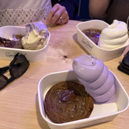 The worst cookie in the world. Ube, vanilla, cookie butter/ube swirl ice cream. The worst cookie in the world. Ube, vanilla, cookie butter/ube swirl ice cream.