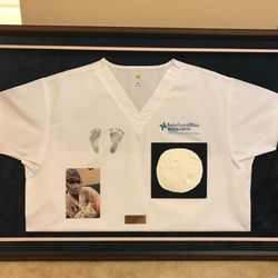 CadillaC Art & Frame - First baby items in custom shadow box.
