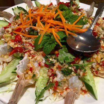 Siam Garden Cafe - Spicy raw shrimp! It's really spicy, beware! - Thai Near Me - Honolulu, Hawaii Siam Garden Cafe - Spicy raw shrimp! It's really spicy, beware! - Thai Near Me - Honolulu, Hawaii