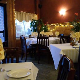 After you walk in the front door, various tables fill the room