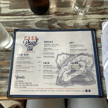 Casa Pearl - Menu - Seafood Near Me - Williamsburg, Virginia Casa Pearl - Menu - Seafood Near Me - Williamsburg, Virginia
