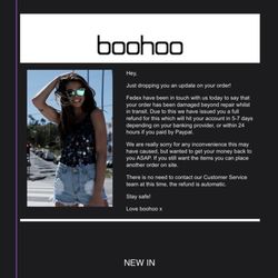 Boohoo - PROMISE TO PAY REFUND BUT NO FOLLOW UP AFTER 6-MONTHS