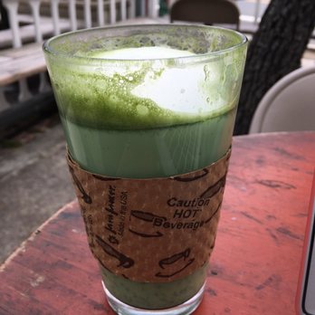 Caffe Strada - Tall glass of mint matcha latte (16oz $4.25) - Coffee & Tea Near Me - Berkeley, California