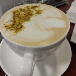 Pistachio latte with oat milk Pistachio latte with oat milk