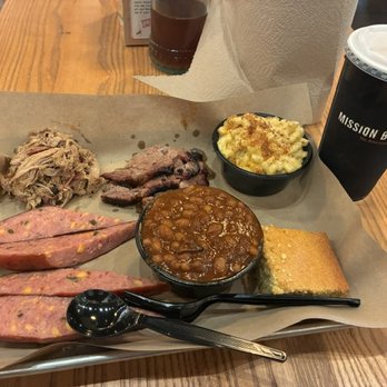 Mission BBQ - Hardly any brisket, pulled pork, tiny piece of cornbread but hey great money making with the fatty brisket and pulled pork. - Barbeque Near Me - Goodyear, Arizona Mission BBQ - Hardly any brisket, pulled pork, tiny piece of cornbread but hey great money making with the fatty brisket and pulled pork. - Barbeque Near Me - Goodyear, Arizona