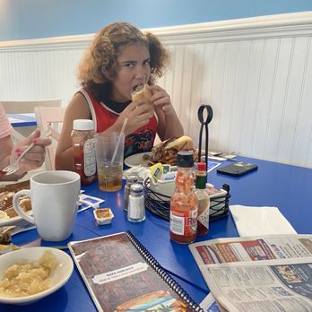 Castaway Cafe - My daughter tearing up her cheese steak - New American Near Me - Villas, New Jersey Castaway Cafe - My daughter tearing up her cheese steak - New American Near Me - Villas, New Jersey