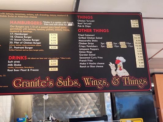 Menu photo 2 Granite's Subs, Wings and Things Carmichael, CA