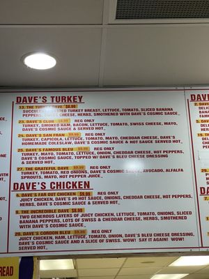 Menu photo 1 Dave's Cosmic Subs University Heights, OH