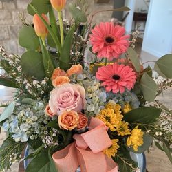 All In Bloom - Spring Morning Basket Arrangement with substitutions that looked better than the website!