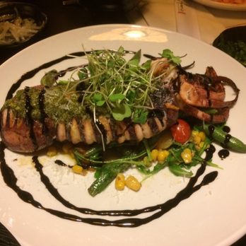 Arario - Whole squid with grilled vegetables, pecorino, and balsamic glaze - Korean Near Me - Reno, Nevada