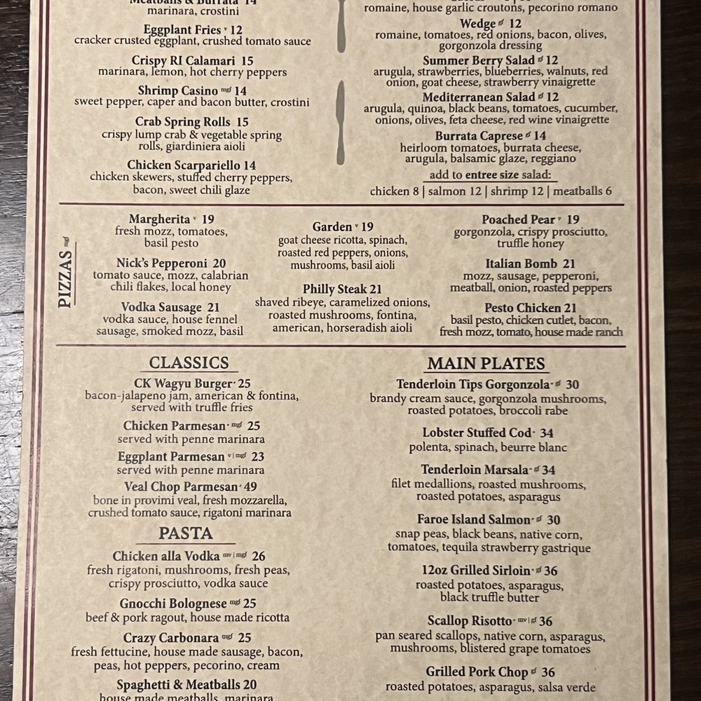 Dinner Menu
