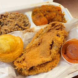 Fried perch with yams and beans and rice with cornbread. My husband said the taste of the yams reminded him of his childhood.