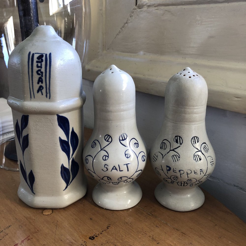 Chowning’s Garden Bar - cute salt, pepper and sugar on the table! - Barbeque Near Me - Williamsburg, Virginia