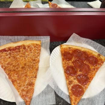 Lucia Pizza - Plain Regular Slice and pizza slice with one topping - Pizza Near Me - Flushing, New York