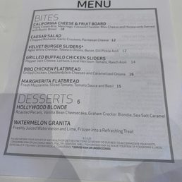 Drink menu Drink menu