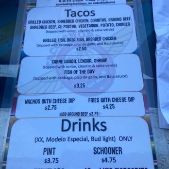 Taco Shore - Happy hour menu - Mexican Near Me - Long Beach, California