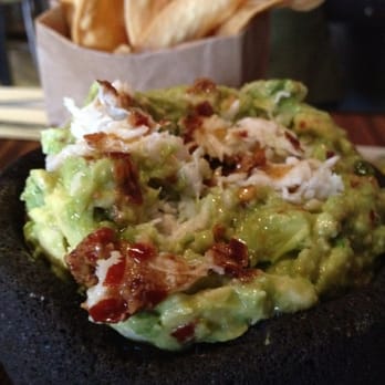 Bodega Taco Bar - Garlic and Crab Guacamole! It has a cracked chili oil infusion!!! Yummmmmyyy - Mexican Near Me - Fairfield, Connecticut