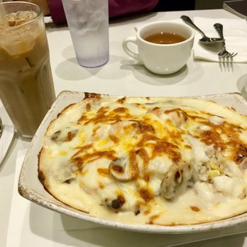 Leisure Cafe - Baked shrimp and mushroom rice & iced milk tea - Cantonese Near Me - San Leandro, California
