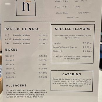 Holy Nata - menu and pricing list - Bakeries Near Me - San Francisco, California Holy Nata - menu and pricing list - Bakeries Near Me - San Francisco, California