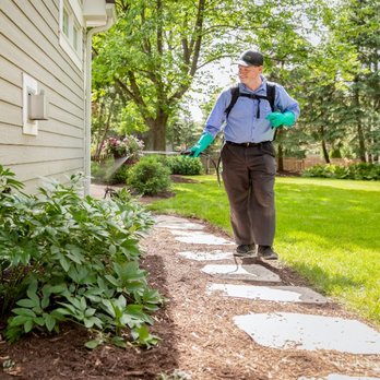 SpringGreen - a man in a blue shirt and green gloves sprays a garden path - Lawn Services Near Me - Westerville, Ohio SpringGreen - a man in a blue shirt and green gloves sprays a garden path - Lawn Services Near Me - Westerville, Ohio