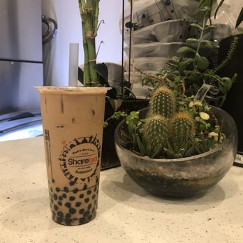 Sharetea - Okinawa Pearl Milk Tea - comes with boba ($4.50) - Coffee & Tea Near Me - Irvine, California