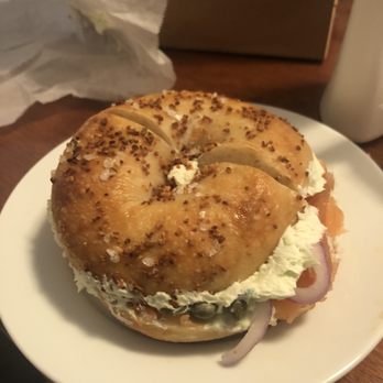 Pigeon Bagels - Lox sandwich on salted rosemary bagel ($11) - Bagels Near Me - Pittsburgh, Pennsylvania Pigeon Bagels - Lox sandwich on salted rosemary bagel ($11) - Bagels Near Me - Pittsburgh, Pennsylvania