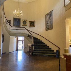 Staircase leading up to breakfast area