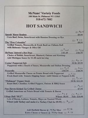 Menu photo 4 McNan's Variety Foods Philmont, NY