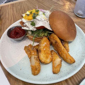 Bluestone Lane - B.L.A.T.E. sandwich, so good. ALSO, fantastic wedges; crispy with a sprinkle of salt on top. - Coffee & Tea Near Me - Orange, California Bluestone Lane - B.L.A.T.E. sandwich, so good. ALSO, fantastic wedges; crispy with a sprinkle of salt on top. - Coffee & Tea Near Me - Orange, California