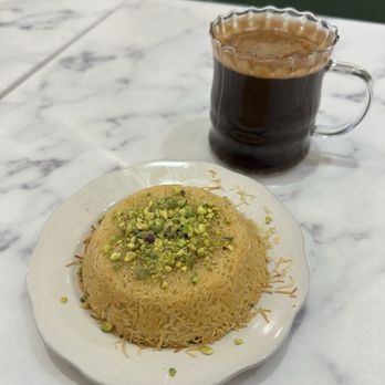 LeVant Dessert - Knafeh with Cheese + Americano - Desserts Near Me - Menlo Park, California