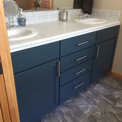 Dark teal bath vanity