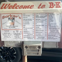 Barker's B & K - Menu 09/10/2024