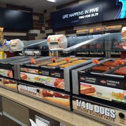 a display of hot dogs a display of hot dogs