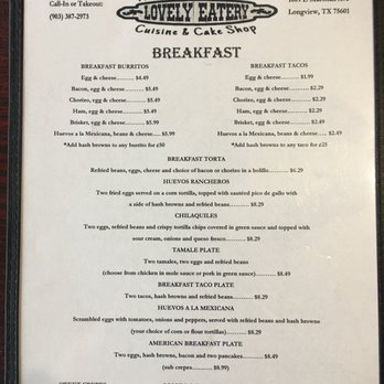Lovely Eatery - Breakfast Menu - Mexican Near Me - Longview, Texas