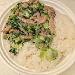 Shredded pork and preserved cabbage over rice Shredded pork and preserved cabbage over rice
