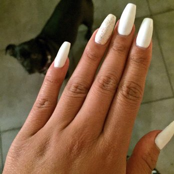 Femimacus Nails - Amazing white coffin shaped :) I got so many compliments - Nail Salons Near Me - Oakland, California