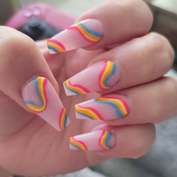 T Nails & Spa - Fun summer colors and a narrow coffin shape is exactly what I asked for! So cute! - Nail Salons Near Me - Austin, Texas T Nails & Spa - Fun summer colors and a narrow coffin shape is exactly what I asked for! So cute! - Nail Salons Near Me - Austin, Texas