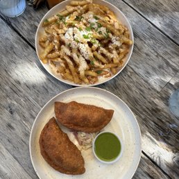 Chipotle Cheese Fries (DD),  Peruvian Chicken (DD)
