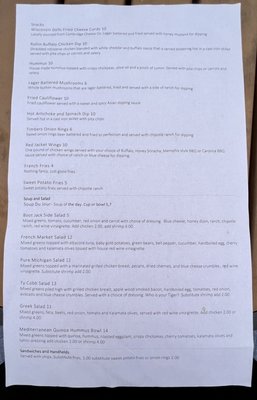 Menu photo 2 Boot Jack Tavern Manitou Beach, MI