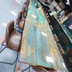 Custom Deck & Fence - Large epoxy/wood table