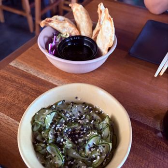 Hanzo - Cucumber salad and pork gyoza - Sushi Bars Near Me - San Antonio, Texas Hanzo - Cucumber salad and pork gyoza - Sushi Bars Near Me - San Antonio, Texas