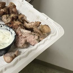Undercooked chicken souvlaki
