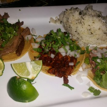 Lucha Restaurant - Tacos (lamb, pork, and steak) with side of rice - Mexican Near Me - St. Louis, Missouri Lucha Restaurant - Tacos (lamb, pork, and steak) with side of rice - Mexican Near Me - St. Louis, Missouri