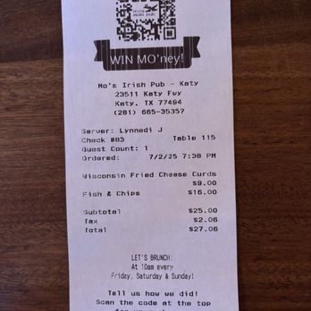Mo's Irish Pub - The check, whoa way over priced! - Irish Pub Near Me - Katy, Texas Mo's Irish Pub - The check, whoa way over priced! - Irish Pub Near Me - Katy, Texas