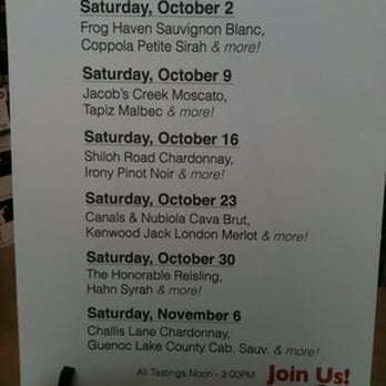 BevMo! - Wine tasting schedule for October 2010 - Beer, Wine & Spirits Near Me - Los Angeles, California BevMo! - Wine tasting schedule for October 2010 - Beer, Wine & Spirits Near Me - Los Angeles, California