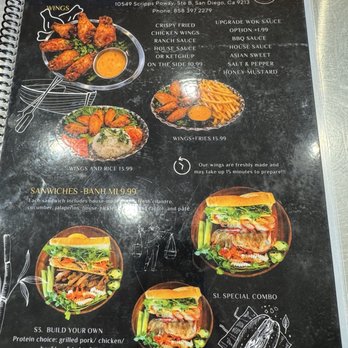 Pho and wings - Menu - Sandwiches Near Me - San Diego, California