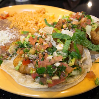 Tres Potrillos - 2 Fish Tacos, with rice and refried beans - Mexican Near Me - Sunnyvale, California Tres Potrillos - 2 Fish Tacos, with rice and refried beans - Mexican Near Me - Sunnyvale, California