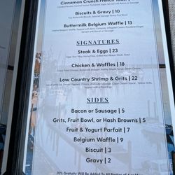 The Oaks Club and Cedar Bar - Breakfast menu  as in August 2025