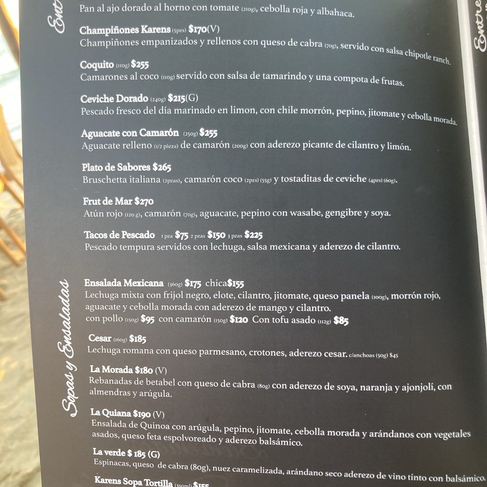 Karen's Place - Menu 1 - Mexican Near Me - Bucerias, NAY