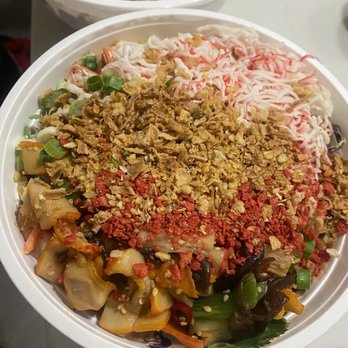 Poke Chef - Large bowl with spicy tuna, spicy salmon, shrimp, crab salad and ika salad. - Poke Near Me - Humble, Texas